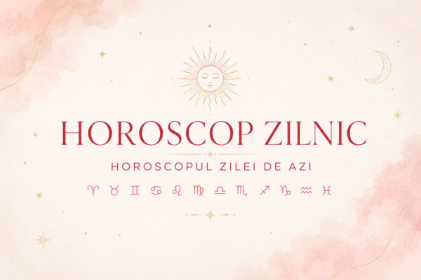 Banner horoscop zilnic cu simboluri zodiacale