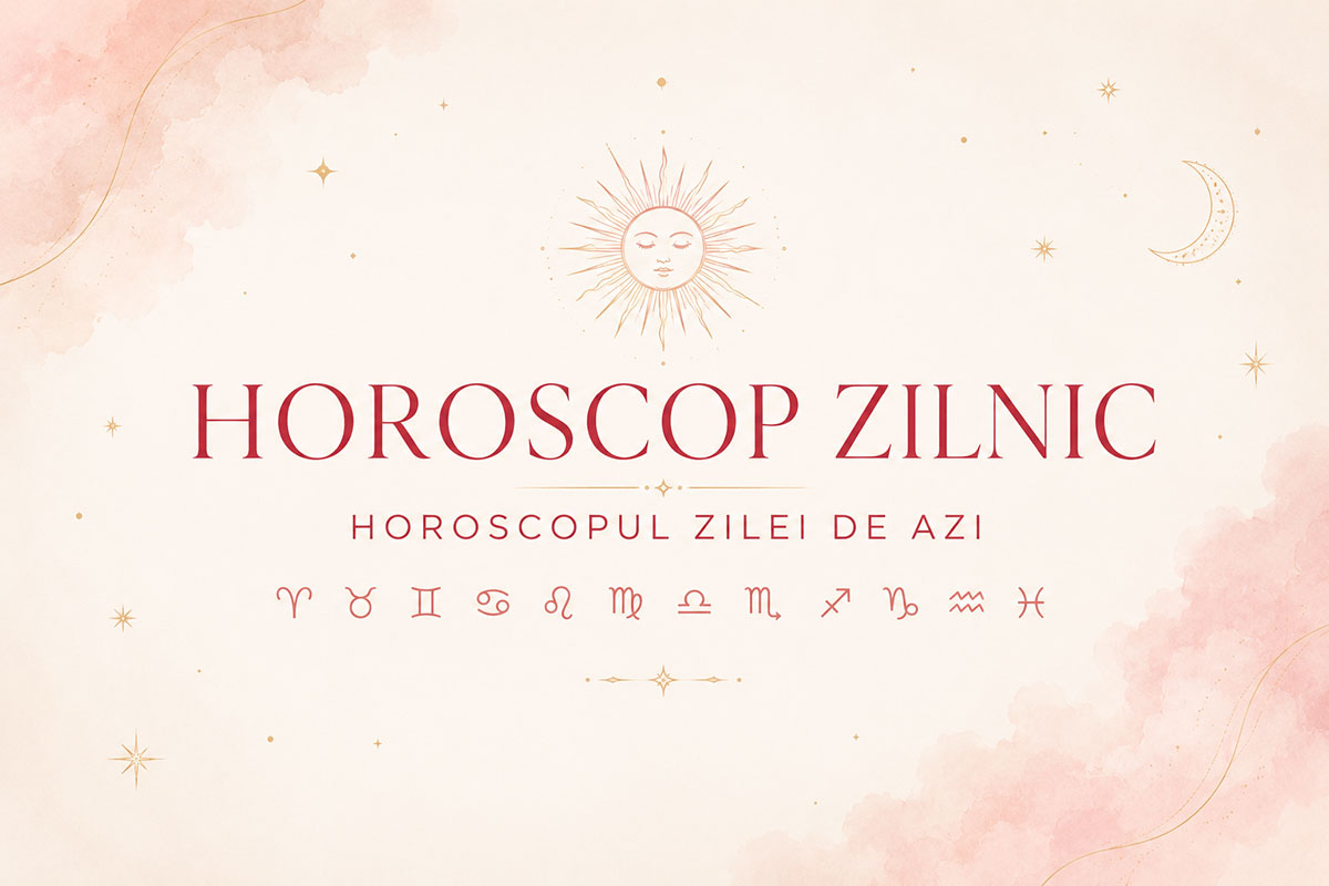 Banner horoscop zilnic cu simboluri zodiacale